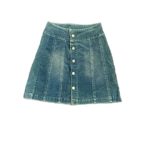 Rails Anthropologie Solid Blue High Rise Waist Corduroy Jean Denim Mini Skirt Xs - Picture 1 of 3